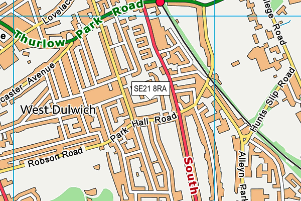 SE21 8RA map - OS VectorMap District (Ordnance Survey) SE21 8RA map - OS VectorMap District (Ordnance Survey)