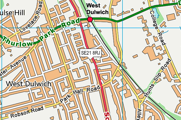 SE21 8RJ map - OS VectorMap District (Ordnance Survey) SE21 8RJ map - OS VectorMap District (Ordnance Survey)
