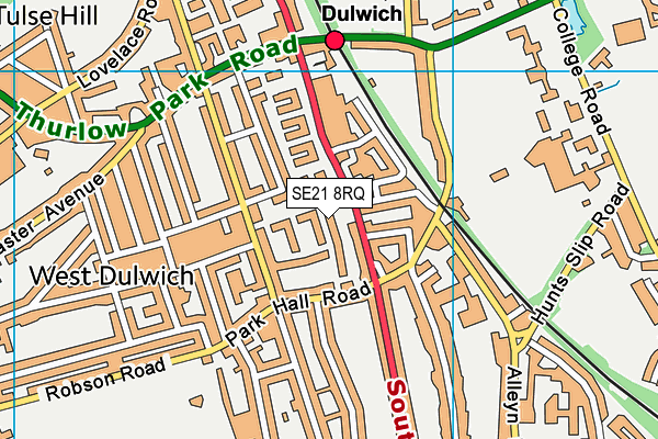 SE21 8RQ map - OS VectorMap District (Ordnance Survey)