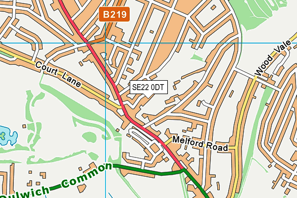 SE22 0DT map - OS VectorMap District (Ordnance Survey) SE22 0DT map - OS VectorMap District (Ordnance Survey)