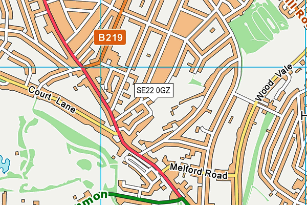 SE22 0GZ map - OS VectorMap District (Ordnance Survey) SE22 0GZ map - OS VectorMap District (Ordnance Survey)