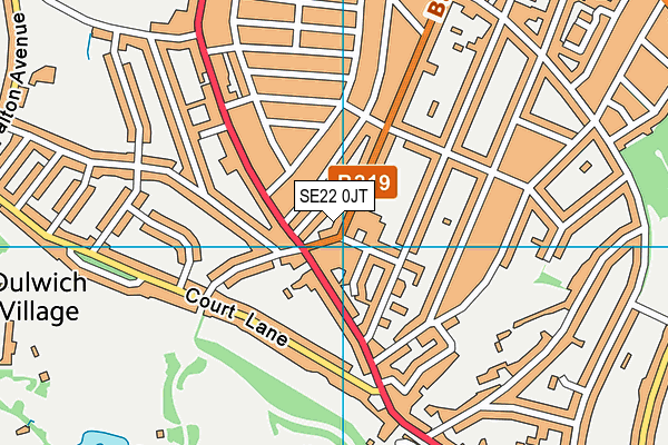 SE22 0JT map - OS VectorMap District (Ordnance Survey) SE22 0JT map - OS VectorMap District (Ordnance Survey)