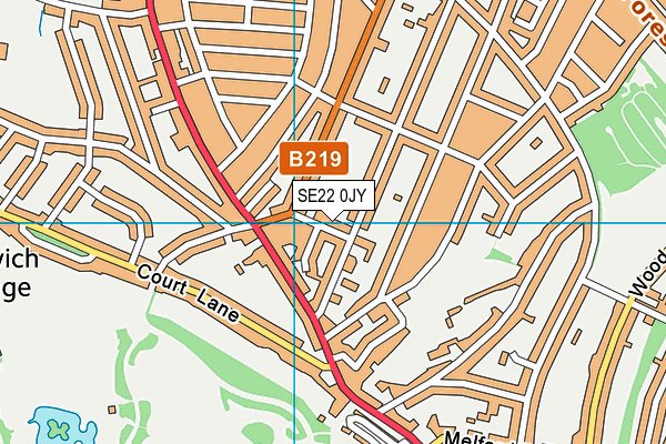 SE22 0JY map - OS VectorMap District (Ordnance Survey) SE22 0JY map - OS VectorMap District (Ordnance Survey)