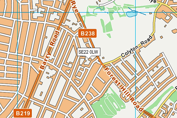 SE22 0LW map - OS VectorMap District (Ordnance Survey) SE22 0LW map - OS VectorMap District (Ordnance Survey)