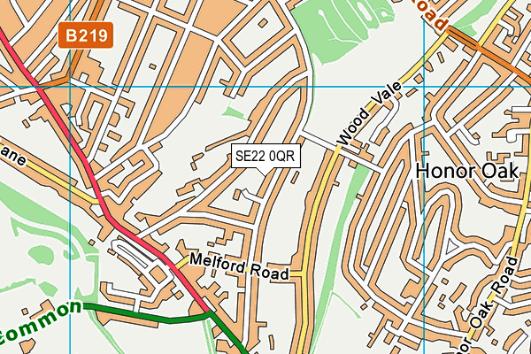 SE22 0QR map - OS VectorMap District (Ordnance Survey) SE22 0QR map - OS VectorMap District (Ordnance Survey)