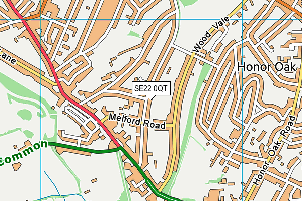 SE22 0QT map - OS VectorMap District (Ordnance Survey)