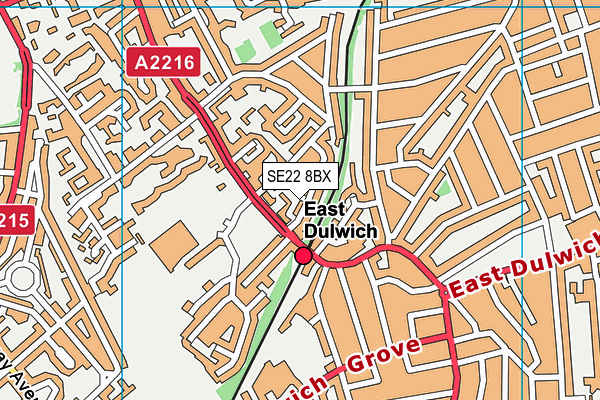SE22 8BX map - OS VectorMap District (Ordnance Survey) SE22 8BX map - OS VectorMap District (Ordnance Survey)