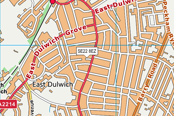 SE22 8EZ map - OS VectorMap District (Ordnance Survey) SE22 8EZ map - OS VectorMap District (Ordnance Survey)