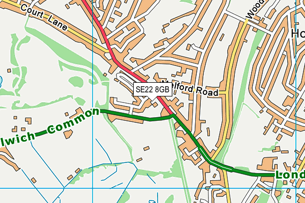 SE22 8GB map - OS VectorMap District (Ordnance Survey)