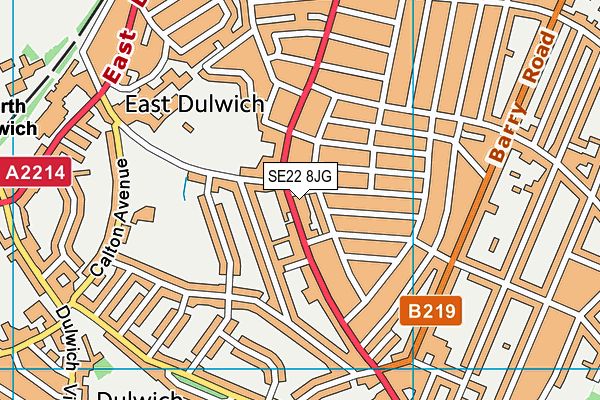 SE22 8JG map - OS VectorMap District (Ordnance Survey) SE22 8JG map - OS VectorMap District (Ordnance Survey)