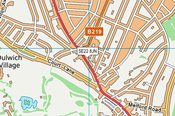 SE22 8JN map - OS VectorMap District (Ordnance Survey) SE22 8JN map - OS VectorMap District (Ordnance Survey)
