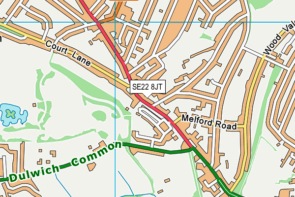 SE22 8JT map - OS VectorMap District (Ordnance Survey) SE22 8JT map - OS VectorMap District (Ordnance Survey)