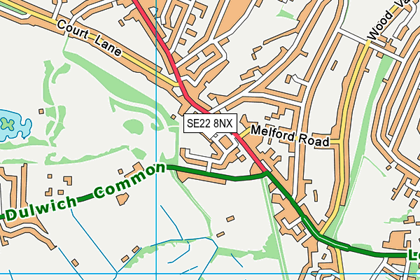 SE22 8NX map - OS VectorMap District (Ordnance Survey) SE22 8NX map - OS VectorMap District (Ordnance Survey)