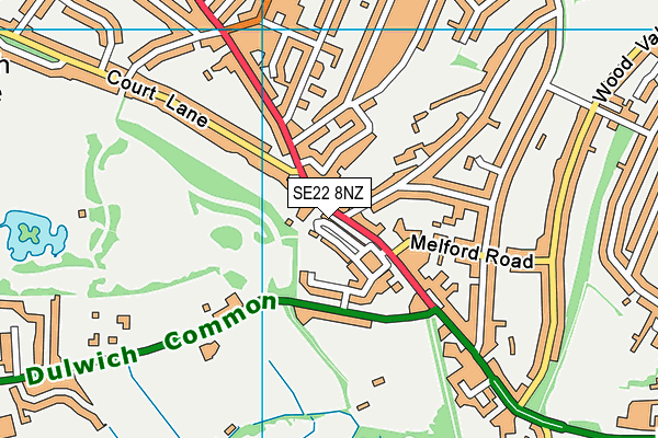 SE22 8NZ map - OS VectorMap District (Ordnance Survey) SE22 8NZ map - OS VectorMap District (Ordnance Survey)