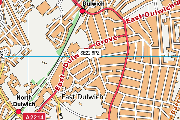SE22 8PZ map - OS VectorMap District (Ordnance Survey) SE22 8PZ map - OS VectorMap District (Ordnance Survey)