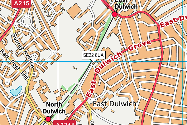 SE22 8UA map - OS VectorMap District (Ordnance Survey)