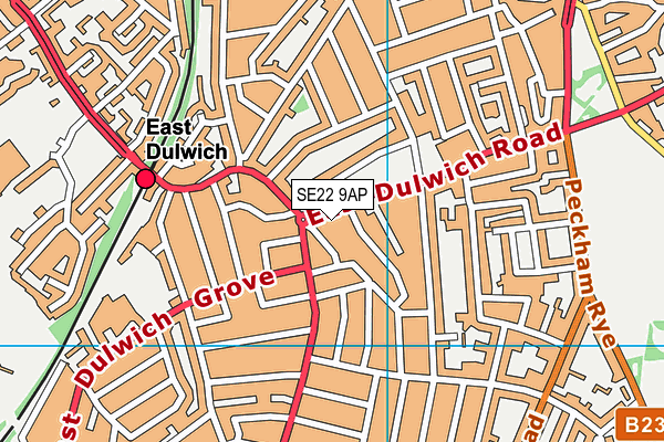 SE22 9AP map - OS VectorMap District (Ordnance Survey) SE22 9AP map - OS VectorMap District (Ordnance Survey)