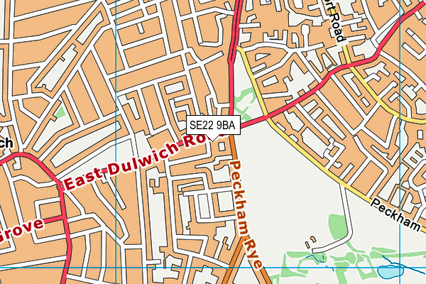 SE22 9BA map - OS VectorMap District (Ordnance Survey) SE22 9BA map - OS VectorMap District (Ordnance Survey)