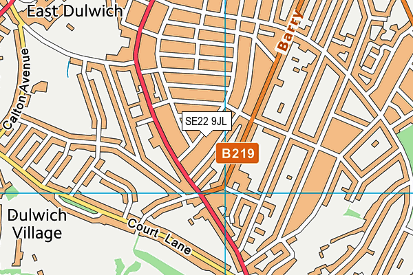 SE22 9JL map - OS VectorMap District (Ordnance Survey) SE22 9JL map - OS VectorMap District (Ordnance Survey)