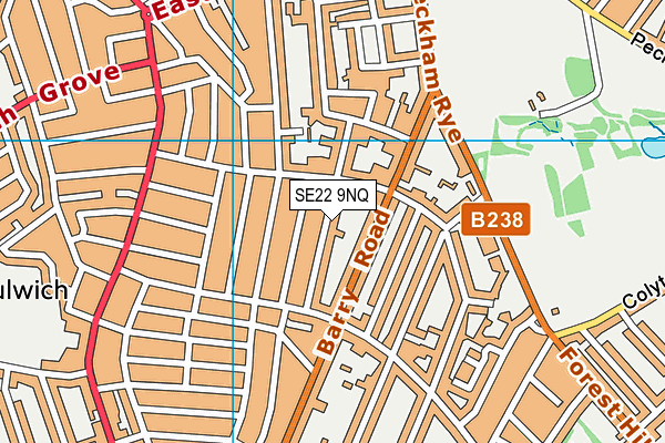 SE22 9NQ map - OS VectorMap District (Ordnance Survey) SE22 9NQ map - OS VectorMap District (Ordnance Survey)