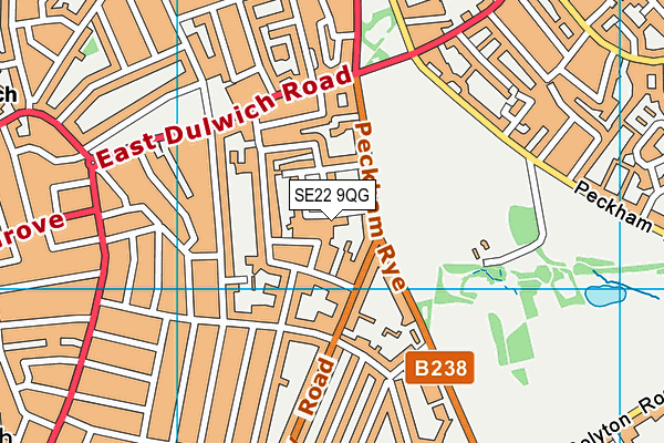 SE22 9QG map - OS VectorMap District (Ordnance Survey) SE22 9QG map - OS VectorMap District (Ordnance Survey)