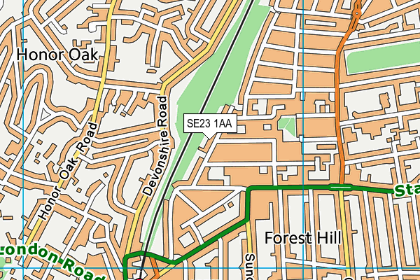 SE23 1AA map - OS VectorMap District (Ordnance Survey) SE23 1AA map - OS VectorMap District (Ordnance Survey)