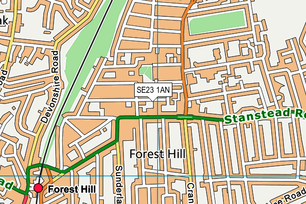 SE23 1AN map - OS VectorMap District (Ordnance Survey) SE23 1AN map - OS VectorMap District (Ordnance Survey)
