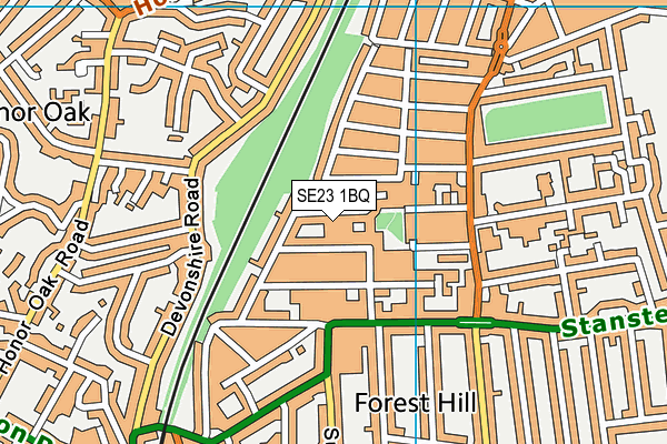 SE23 1BQ map - OS VectorMap District (Ordnance Survey) SE23 1BQ map - OS VectorMap District (Ordnance Survey)