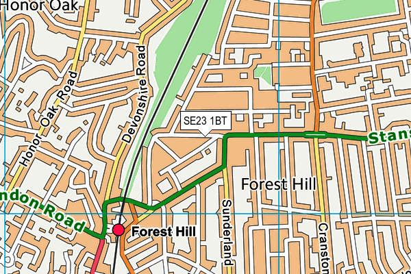 SE23 1BT map - OS VectorMap District (Ordnance Survey) SE23 1BT map - OS VectorMap District (Ordnance Survey)