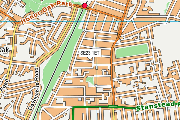 SE23 1ET map - OS VectorMap District (Ordnance Survey) SE23 1ET map - OS VectorMap District (Ordnance Survey)