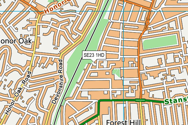 SE23 1HD map - OS VectorMap District (Ordnance Survey) SE23 1HD map - OS VectorMap District (Ordnance Survey)