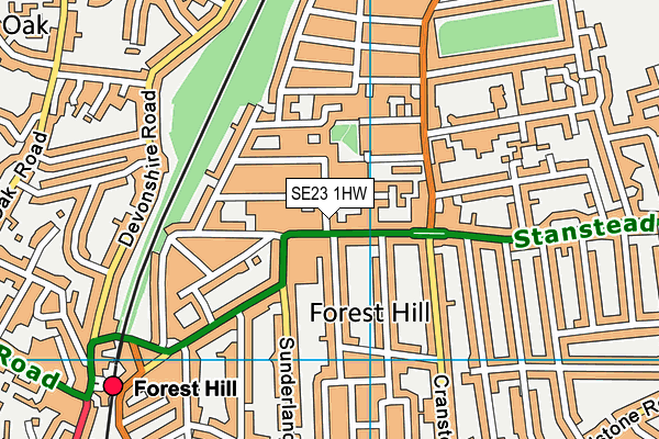 SE23 1HW map - OS VectorMap District (Ordnance Survey)
