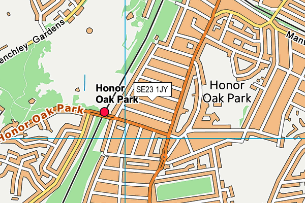 SE23 1JY map - OS VectorMap District (Ordnance Survey) SE23 1JY map - OS VectorMap District (Ordnance Survey)