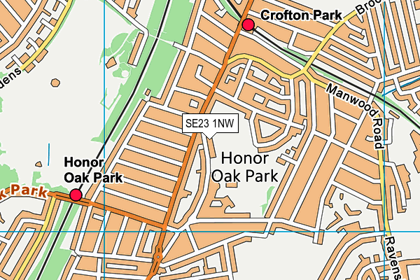 SE23 1NW map - OS VectorMap District (Ordnance Survey)