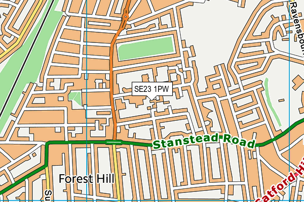 SE23 1PW map - OS VectorMap District (Ordnance Survey) SE23 1PW map - OS VectorMap District (Ordnance Survey)