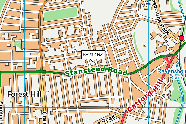 SE23 1RZ map - OS VectorMap District (Ordnance Survey) SE23 1RZ map - OS VectorMap District (Ordnance Survey)