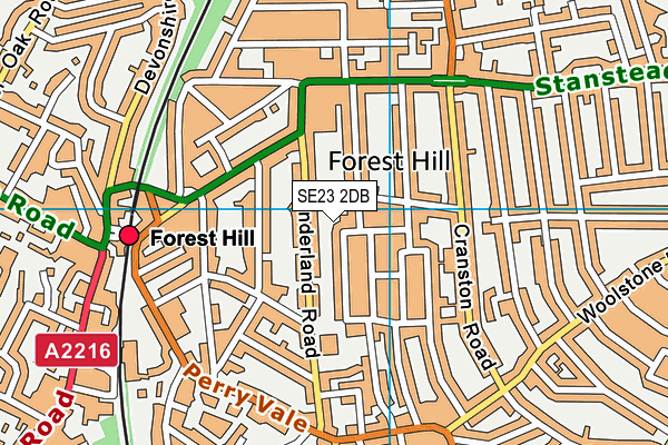 SE23 2DB map - OS VectorMap District (Ordnance Survey) SE23 2DB map - OS VectorMap District (Ordnance Survey)