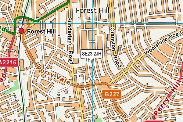SE23 2JH map - OS VectorMap District (Ordnance Survey) SE23 2JH map - OS VectorMap District (Ordnance Survey)