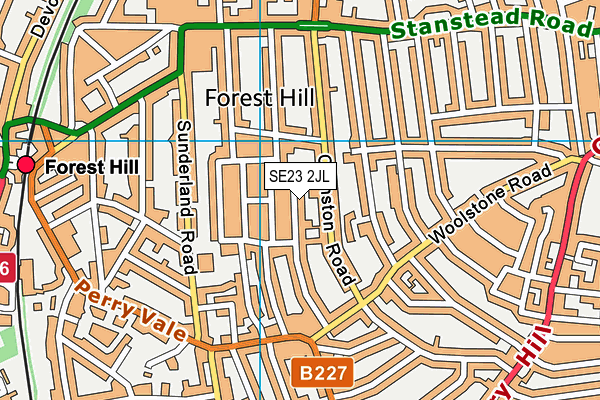 SE23 2JL map - OS VectorMap District (Ordnance Survey) SE23 2JL map - OS VectorMap District (Ordnance Survey)