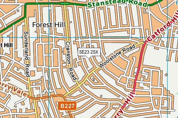 SE23 2SX map - OS VectorMap District (Ordnance Survey) SE23 2SX map - OS VectorMap District (Ordnance Survey)