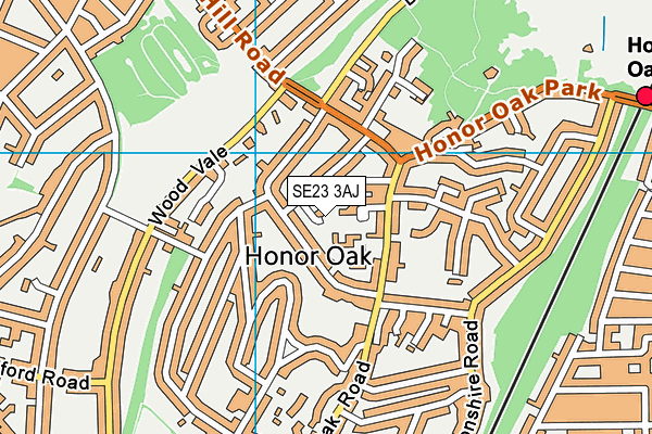 SE23 3AJ map - OS VectorMap District (Ordnance Survey) SE23 3AJ map - OS VectorMap District (Ordnance Survey)