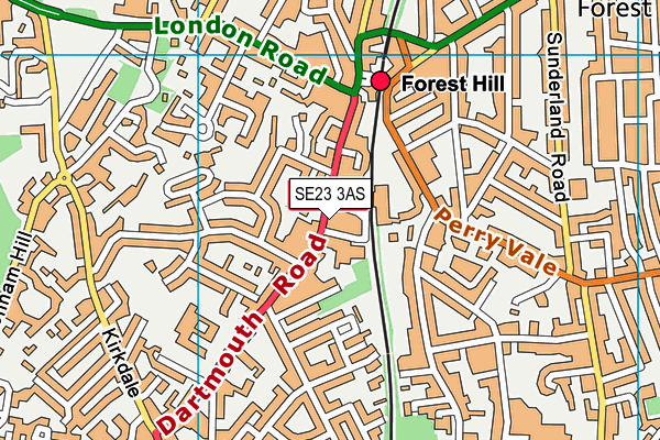 SE23 3AS map - OS VectorMap District (Ordnance Survey)