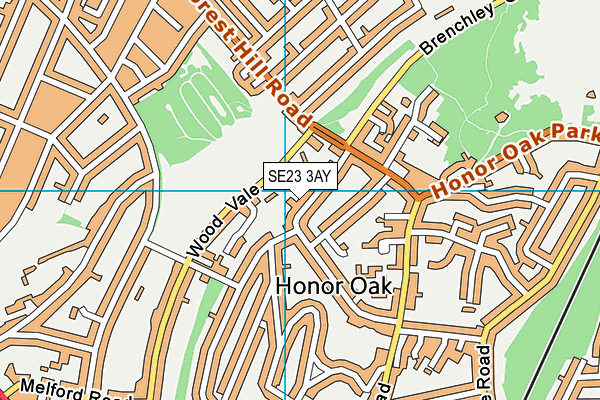 SE23 3AY map - OS VectorMap District (Ordnance Survey) SE23 3AY map - OS VectorMap District (Ordnance Survey)