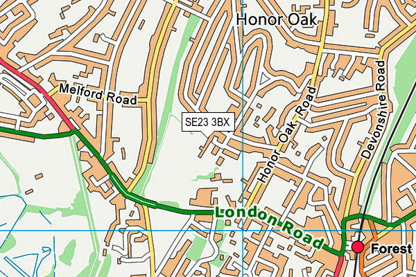 SE23 3BX map - OS VectorMap District (Ordnance Survey) SE23 3BX map - OS VectorMap District (Ordnance Survey)