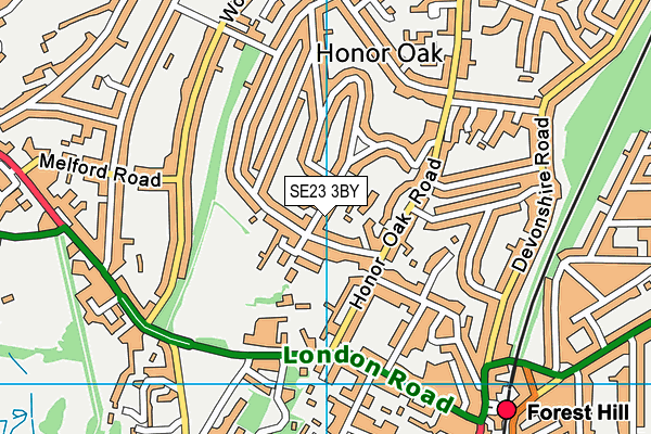 SE23 3BY map - OS VectorMap District (Ordnance Survey)