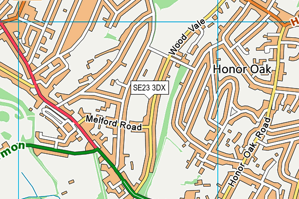 SE23 3DX map - OS VectorMap District (Ordnance Survey)