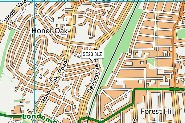 SE23 3LZ map - OS VectorMap District (Ordnance Survey) SE23 3LZ map - OS VectorMap District (Ordnance Survey)
