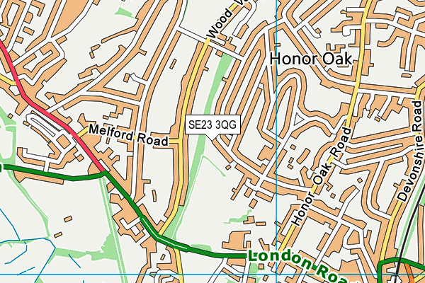 SE23 3QG map - OS VectorMap District (Ordnance Survey) SE23 3QG map - OS VectorMap District (Ordnance Survey)