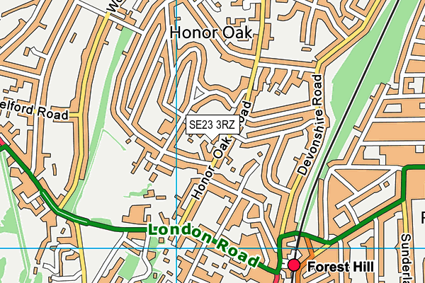 SE23 3RZ map - OS VectorMap District (Ordnance Survey) SE23 3RZ map - OS VectorMap District (Ordnance Survey)