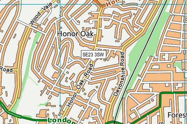 SE23 3SW map - OS VectorMap District (Ordnance Survey) SE23 3SW map - OS VectorMap District (Ordnance Survey)